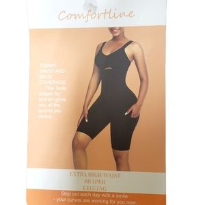 Comfortline. Black. EXTRA HIGH-WAIST SHAPER LEGGING SHORTS. NWT SUZE LARGE. 333
